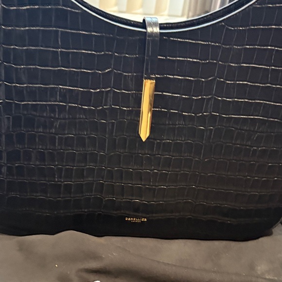 DeMellier the large Tokyo Black Croc Elegant Black Croc Shoulder Bag - Picture 6 of 8